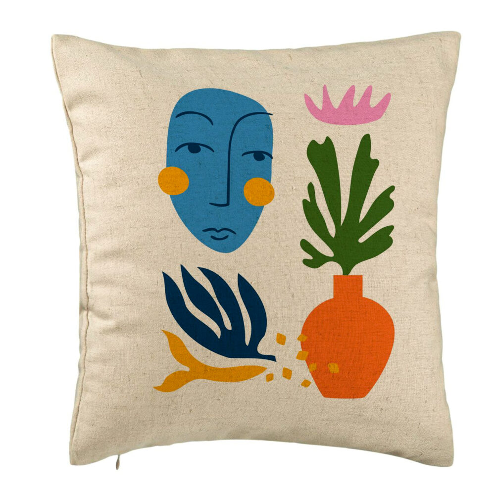 Perna Decorativa, Model Abstracta 5, 40x40 cm, Bej, Husa Detasabila, Burduf 5 Perna Decorativa