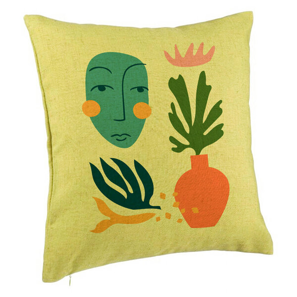 Perna Decorativa, Model Abstracta 5, 40x40 cm, Verde, Husa Detasabila, Burduf 5 Perna Decorativa