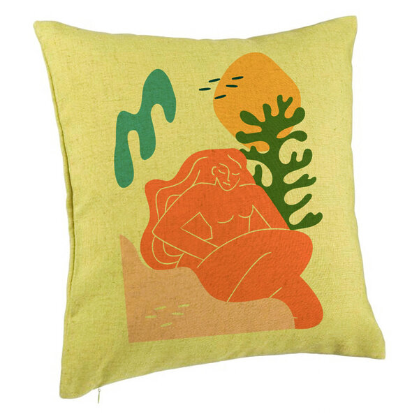 Perna Decorativa, Model Abstracta 6, 40x40 cm, Verde, Husa Detasabila, Burduf 5 Perna Decorativa