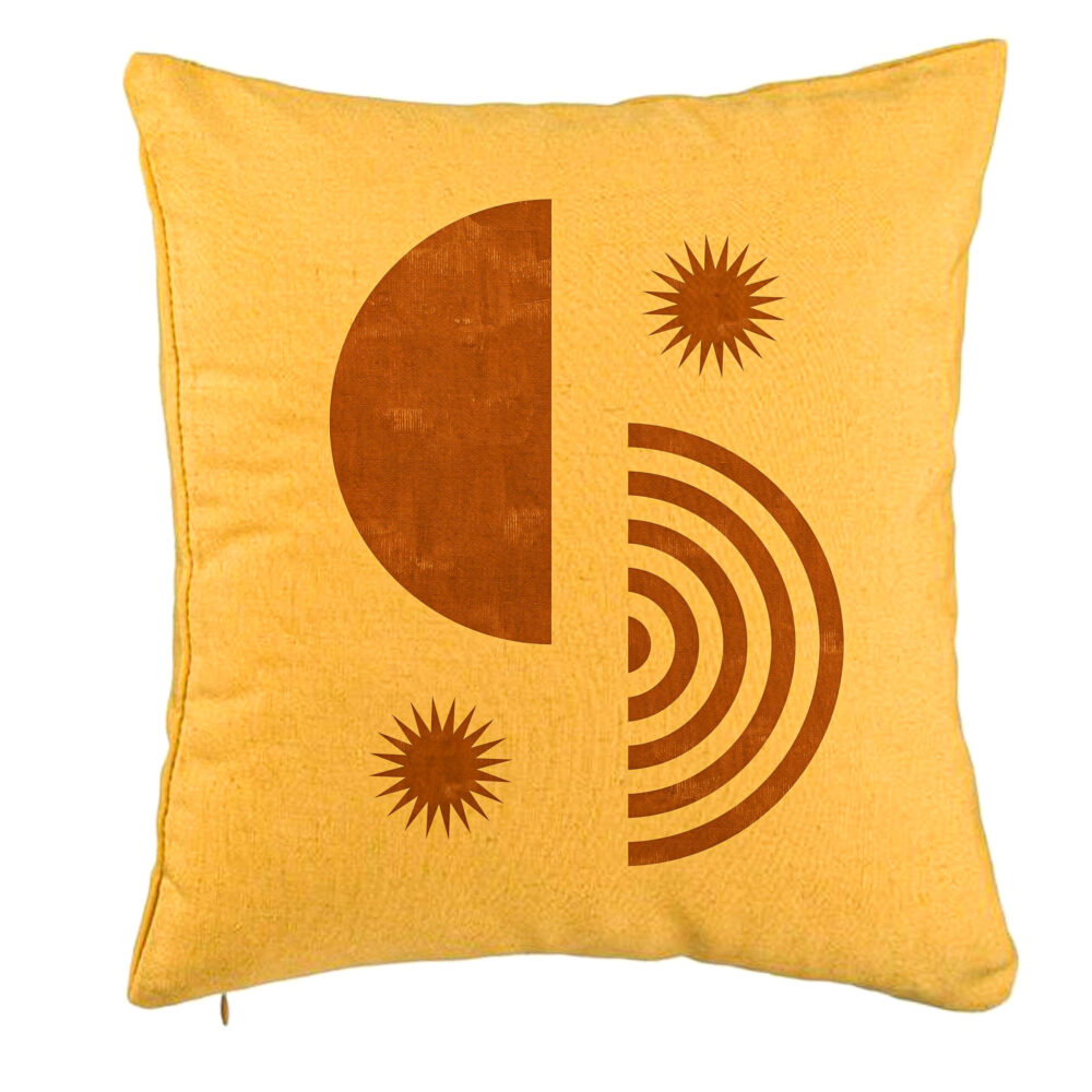 Perna Decorativa, Model Abstracta 8, 40x40 cm, Galben, Husa Detasabila, Burduf 5 Perna Decorativa