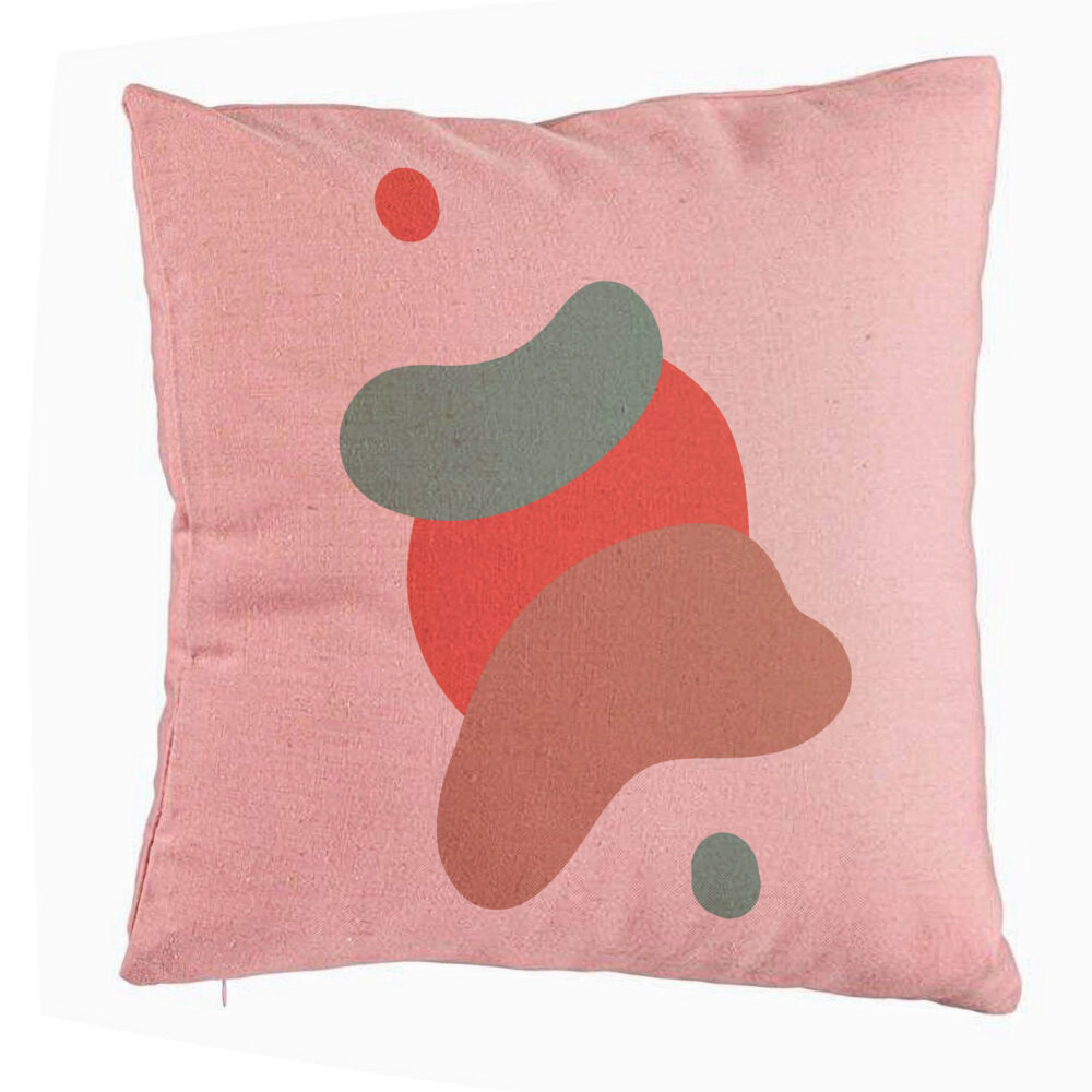 Perna Decorativa, Model Abstracta 9, 40x40 cm, Roz, Husa Detasabila, Burduf 5 Perna Decorativa