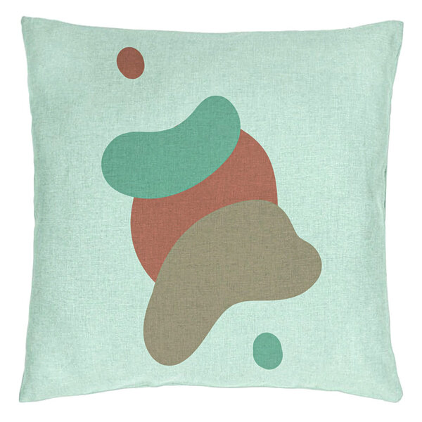 Perna Decorativa, Model Abstracta 9, 40x40 cm, Verde Menta, Husa Detasabila, Burduf 15 Perna Decorativa