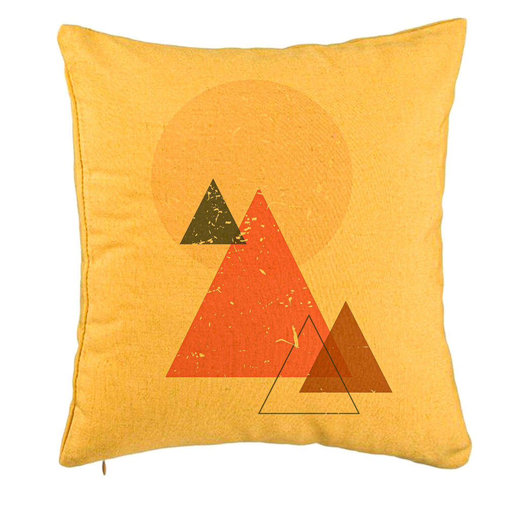 Perna Decorativa, Model Abstracta Forme Geometrice 4, Multicolor, 40x40 cm, Galben, Husa Detasabila, Burduf 5 Perna Decorativa
