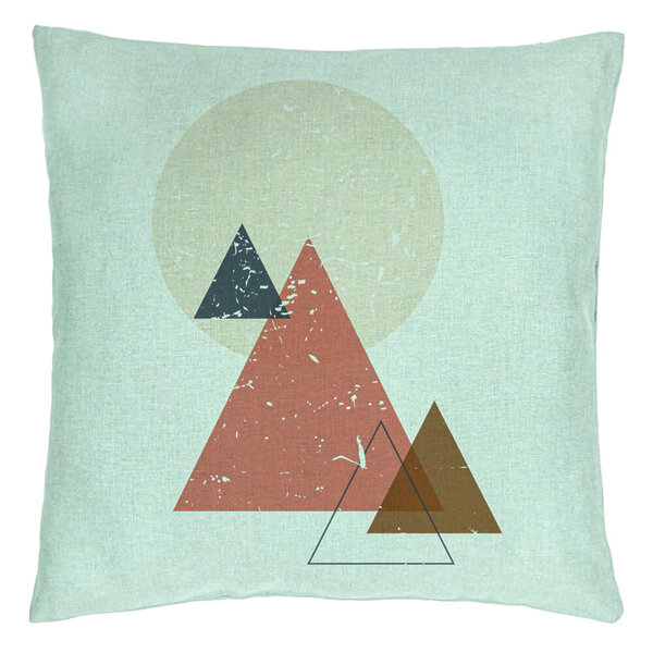 Perna Decorativa, Model Abstracta Forme Geometrice 4, Multicolor, 40x40 cm, Verde Menta, Husa Detasabila, Burduf 15 Perna Decorativa