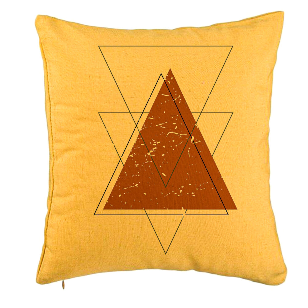 Perna Decorativa, Model Abstracta Forme Geometrice, 40x40 cm, Galben, Husa Detasabila, Burduf 5 Perna Decorativa