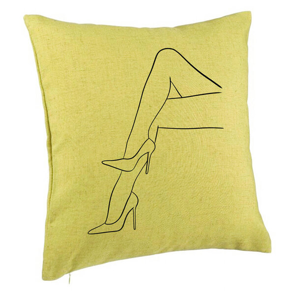 Perna Decorativa, Model Abstracta Linii Picioare Femeie, 40x40 cm, Verde, Husa Detasabila, Burduf 5 Perna Decorativa