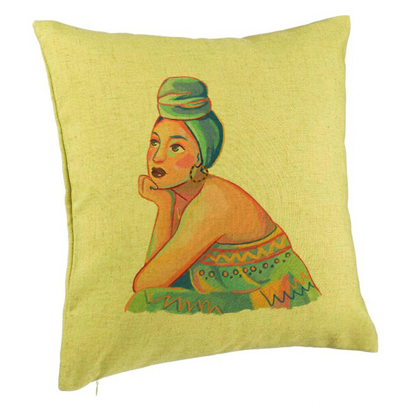 Perna Decorativa, Model African Fashion, 40x40 cm, Verde, Husa Detasabila, Burduf 5 Perna Decorativa