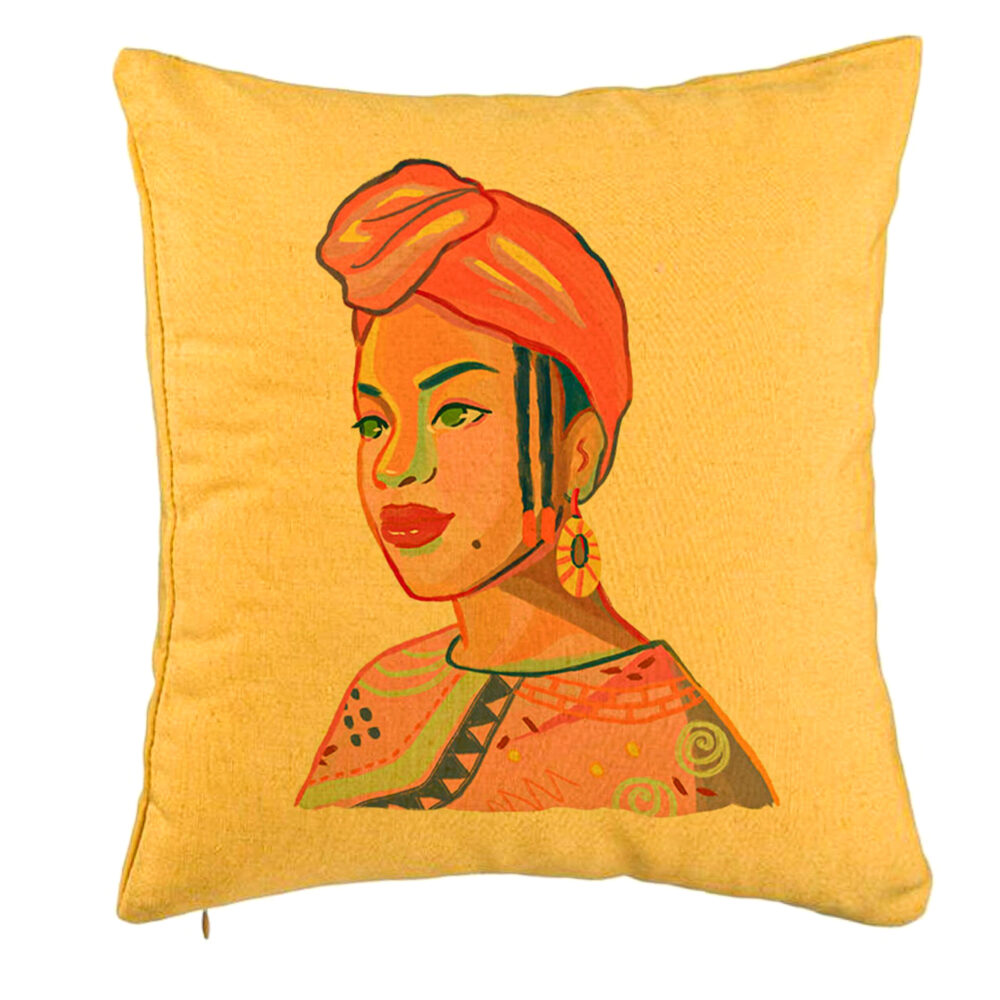 Perna Decorativa, Model African Style, 40x40 cm, Galben, Husa Detasabila, Burduf 5 Perna Decorativa