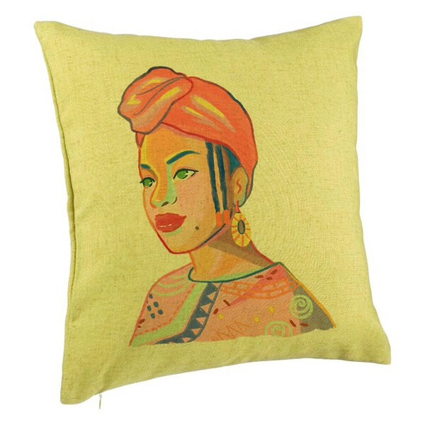 Perna Decorativa, Model African Style, 40x40 cm, Verde, Husa Detasabila, Burduf 5 Perna Decorativa