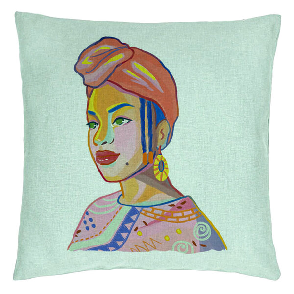 Perna Decorativa, Model African Style, 40x40 cm, Verde Menta, Husa Detasabila, Burduf 15 Perna Decorativa