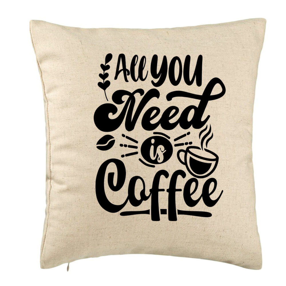 Perna Decorativa, Model All You Need is Coffee, 40x40 cm, Bej, Husa Detasabila, Burduf 5 Perna Decorativa
