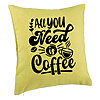 Perna Decorativa, Model All You Need is Coffee, 40x40 cm, Verde, Husa Detasabila, Burduf 7 Perna Decorativa
