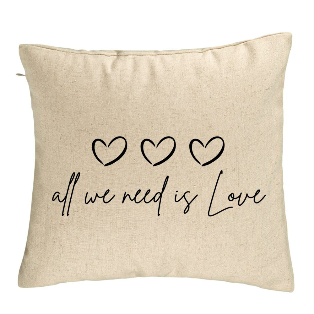 Perna Decorativa, Model All we need is Love, 40x40 cm, Bej, Husa Detasabila, Burduf 5 Perna Decorativa