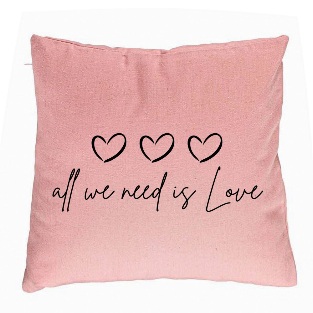Perna Decorativa, Model All we need is Love, 40x40 cm, Roz, Husa Detasabila, Burduf 5 Perna Decorativa