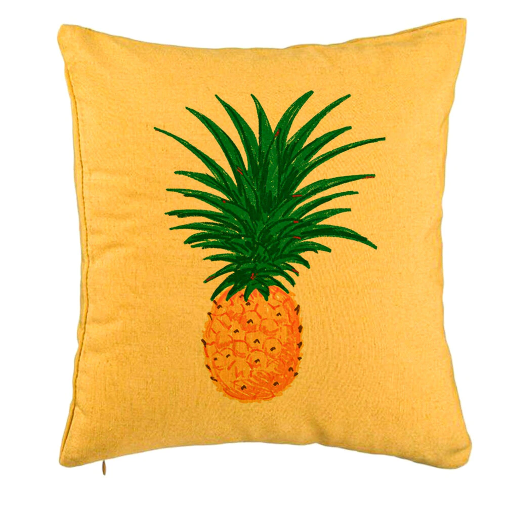 Perna Decorativa, Model Ananas, 40x40 cm, Galben, Husa Detasabila, Burduf 5 Perna Decorativa