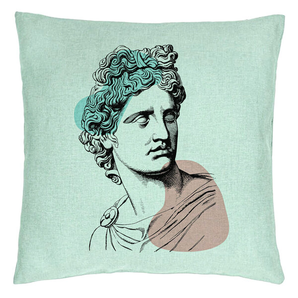 Perna Decorativa, Model Apollo Belvedere, 40x40 cm, Verde Menta, Husa Detasabila, Burduf 15 Perna Decorativa