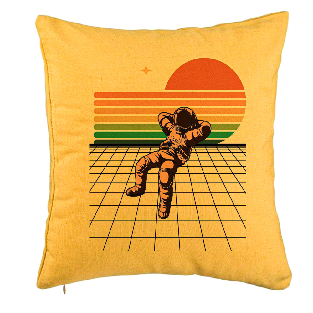Perna Decorativa, Model Astronaut To the Moon, 40x40 cm, Galben, Husa Detasabila, Burduf 5 Perna Decorativa