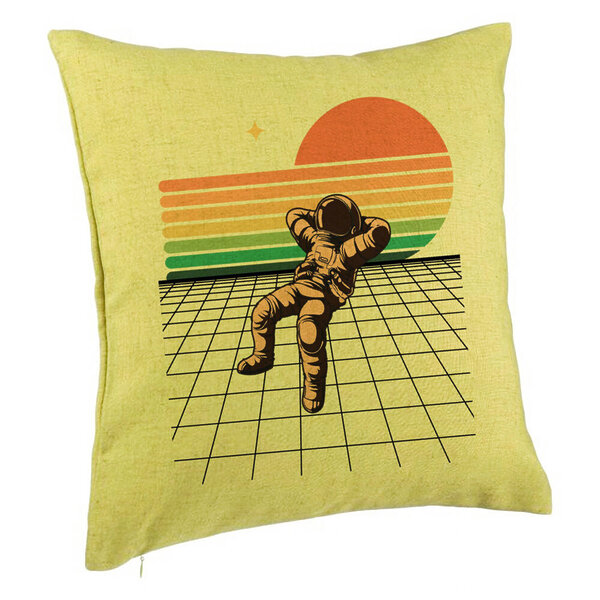 Perna Decorativa, Model Astronaut To the Moon, 40x40 cm, Verde, Husa Detasabila, Burduf 5 Perna Decorativa