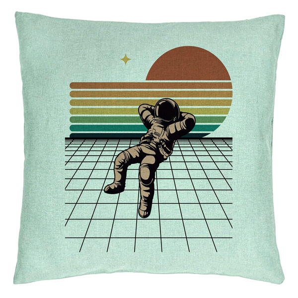 Perna Decorativa, Model Astronaut To the Moon, 40x40 cm, Verde Menta, Husa Detasabila, Burduf 15 Perna Decorativa