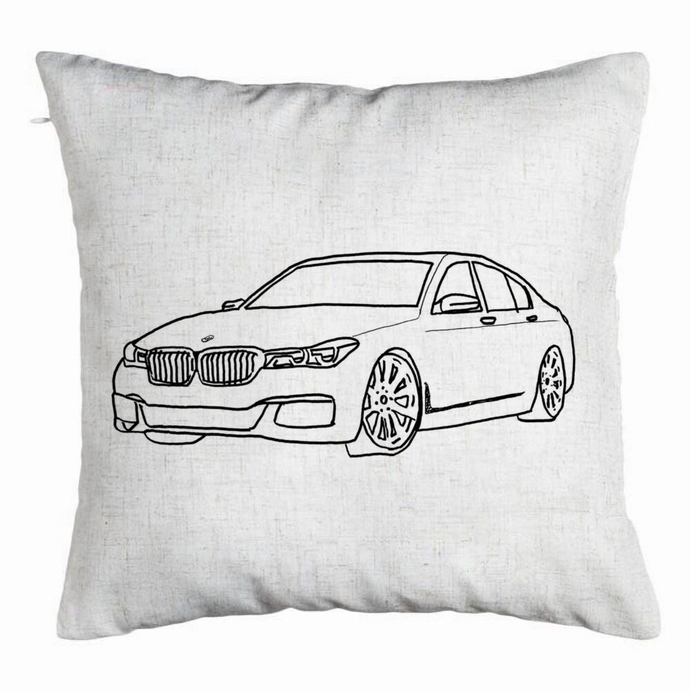 Perna Decorativa, Model BMW Lover, 40x40 cm, Alb Murdar, Husa Detasabila, Burduf 5 Perna Decorativa