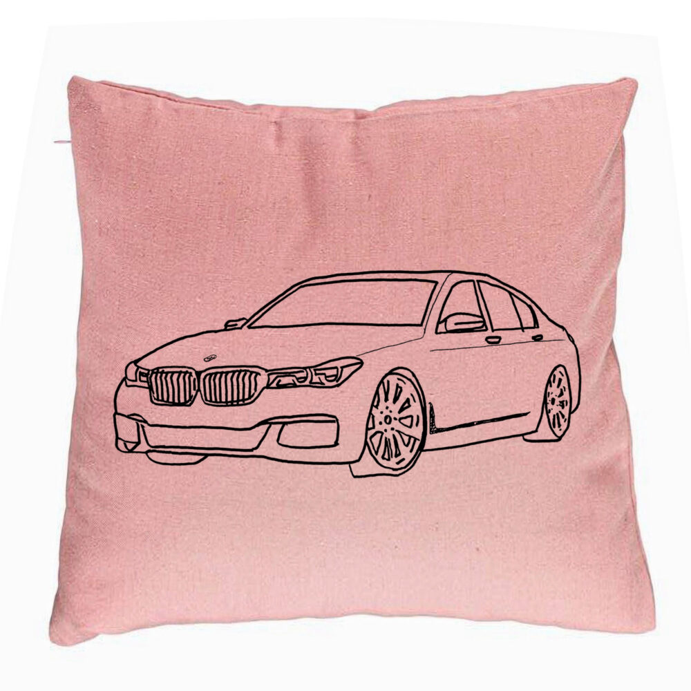 Perna Decorativa, Model BMW Lover, 40x40 cm, Roz, Husa Detasabila, Burduf 5 Perna Decorativa