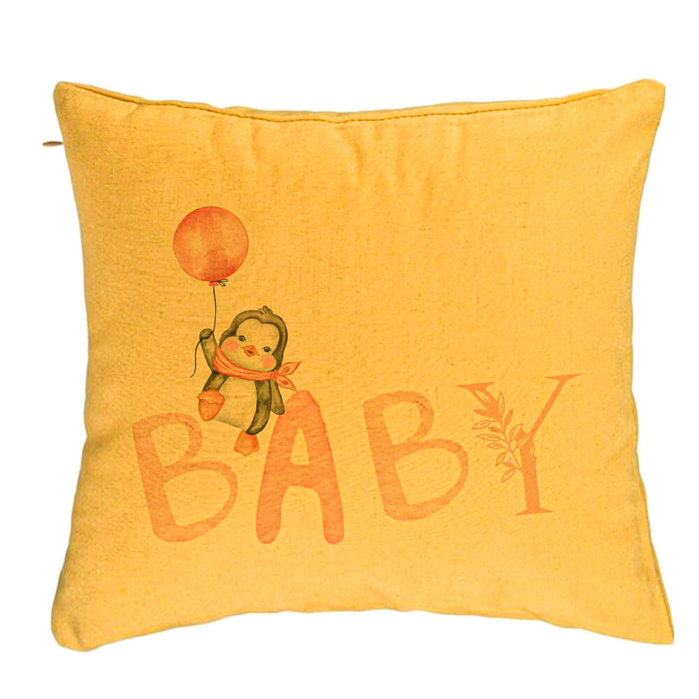 Perna Decorativa, Model Baby, 40x40 cm, Galben, Husa Detasabila, Burduf 5 Perna Decorativa