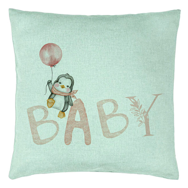 Perna Decorativa, Model Baby, 40x40 cm, Verde Menta, Husa Detasabila, Burduf 15 Perna Decorativa