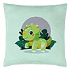 Perna Decorativa, Model Baby Dinozaur Verde Menta cu Peisaj, 40x40 cm, Verde Menta, Husa Detasabila, Burduf 22 Perna Decorativa