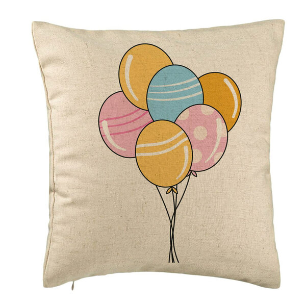 Perna Decorativa, Model Baloane Multicolor, 40x40 cm, Bej, Husa Detasabila, Burduf 5 Perna Decorativa