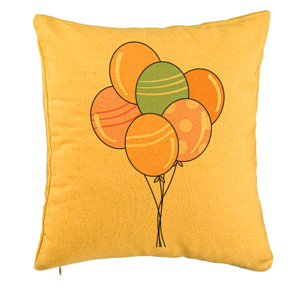 Perna Decorativa, Model Baloane Multicolor, 40x40 cm, Galben, Husa Detasabila, Burduf 5 Perna Decorativa