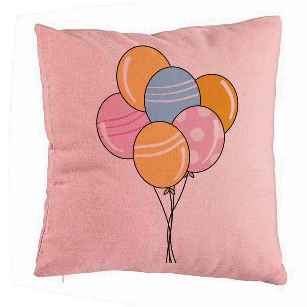 Perna Decorativa, Model Baloane Multicolor, 40x40 cm, Roz, Husa Detasabila, Burduf 5 Perna Decorativa