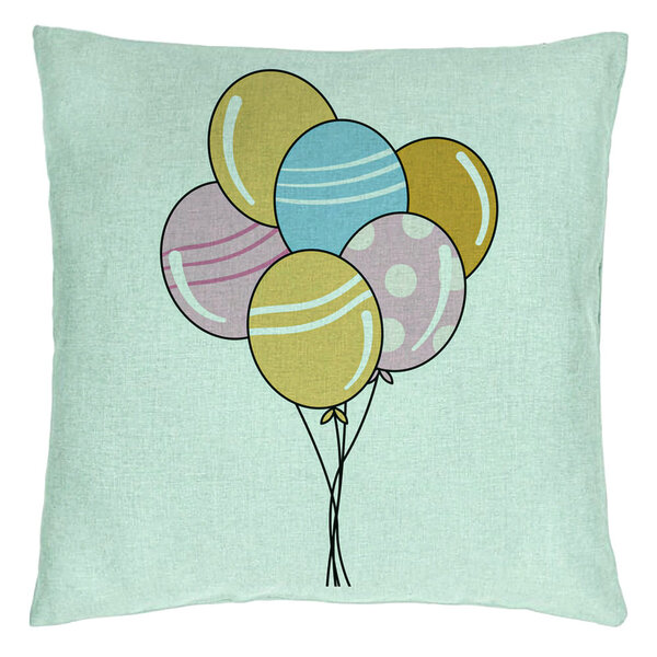 Perna Decorativa, Model Baloane Multicolor, 40x40 cm, Verde Menta, Husa Detasabila, Burduf 15 Perna Decorativa