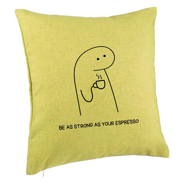 Perna Decorativa, Model Be As Strong As Your Espresso, 40x40 cm, Verde, Husa Detasabila, Burduf 5 Perna Decorativa