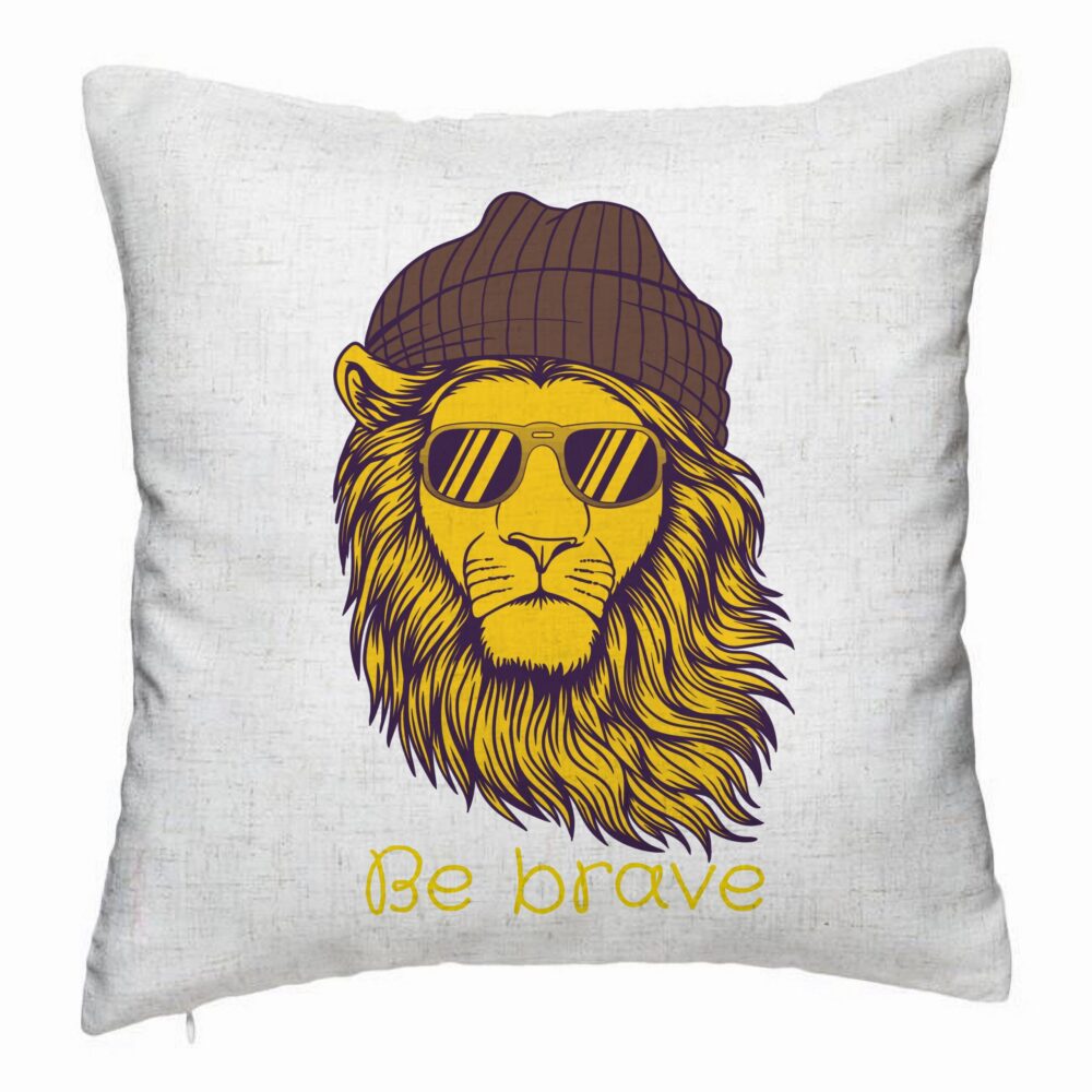 Perna Decorativa, Model Be Brave, 40x40 cm, Alb Murdar, Husa Detasabila, Burduf 5 Perna Decorativa