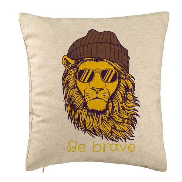 Perna Decorativa, Model Be Brave, 40x40 cm, Bej, Husa Detasabila, Burduf 5 Perna Decorativa