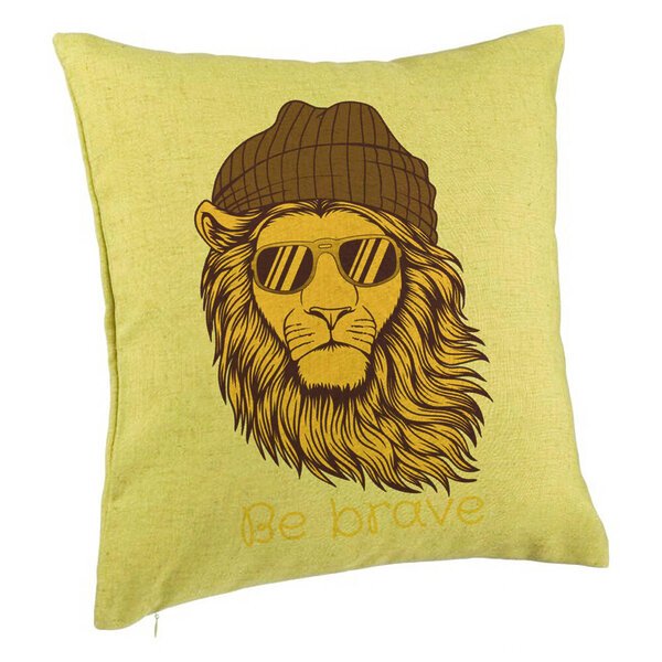 Perna Decorativa, Model Be Brave, 40x40 cm, Verde, Husa Detasabila, Burduf 5 Perna Decorativa