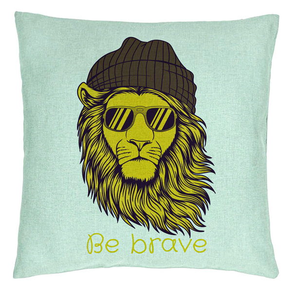 Perna Decorativa, Model Be Brave, 40x40 cm, Verde Menta, Husa Detasabila, Burduf 15 Perna Decorativa