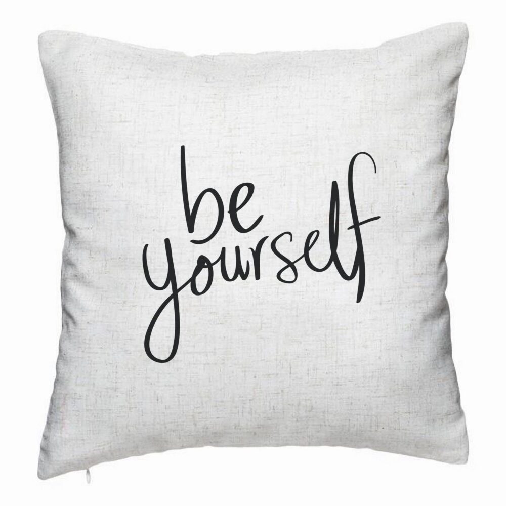 Perna Decorativa, Model Be Yourself, 40x40 cm, Alb Murdar, Husa Detasabila, Burduf 5 Perna Decorativa