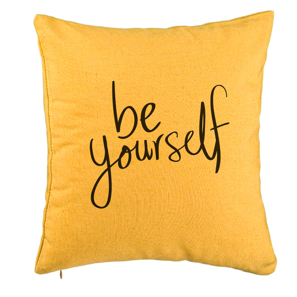 Perna Decorativa, Model Be Yourself, 40x40 cm, Galben, Husa Detasabila, Burduf 5 Perna Decorativa