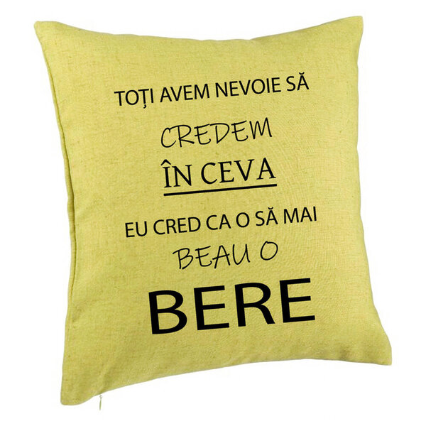 Perna Decorativa, Model Beau o Bere, 40x40 cm, Verde, Husa Detasabila, Burduf 5 Perna Decorativa