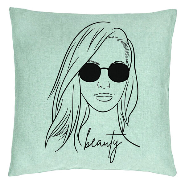 Perna Decorativa, Model Beauty life, 40x40 cm, Verde Menta, Husa Detasabila, Burduf 15 Perna Decorativa