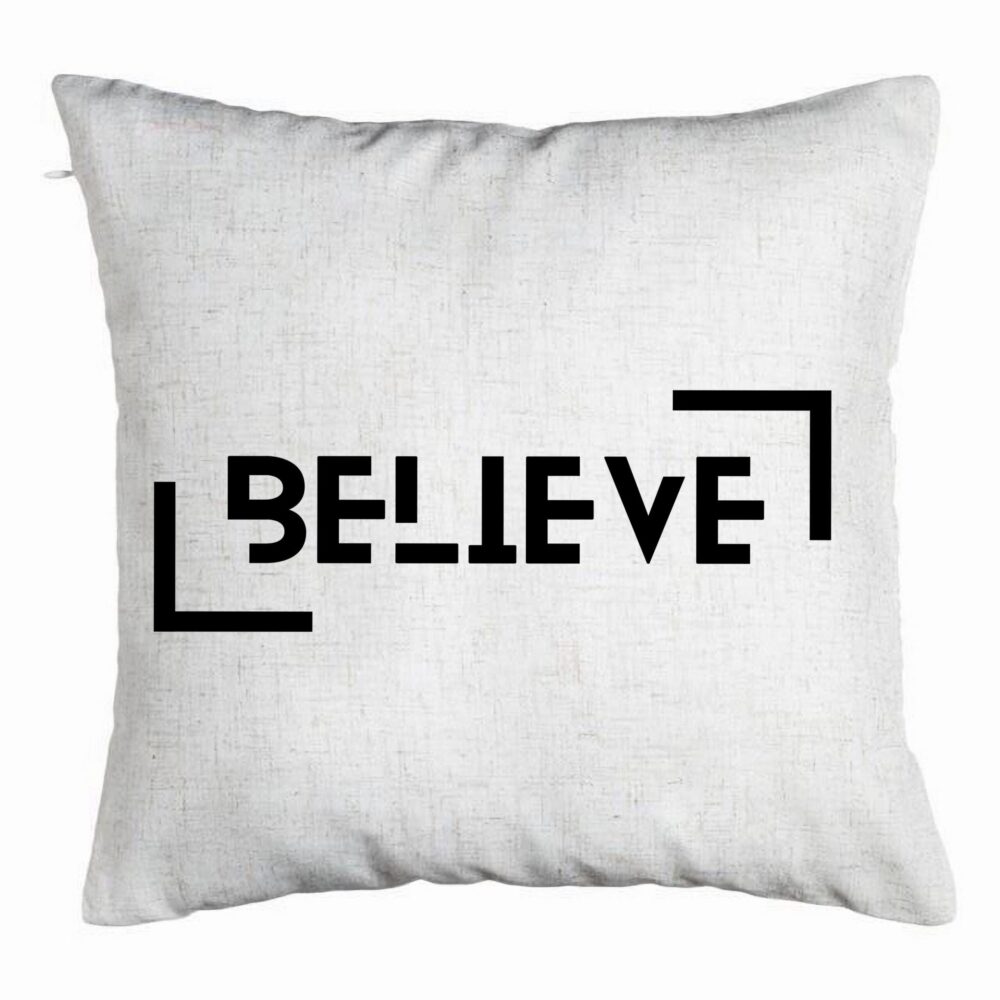 Perna Decorativa, Model Believe, 40x40 cm, Alb Murdar, Husa Detasabila, Burduf 5 Perna Decorativa