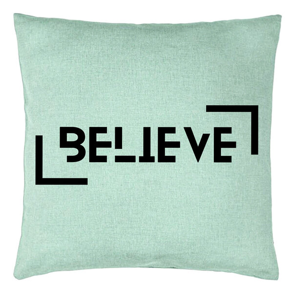Perna Decorativa, Model Believe, 40x40 cm, Verde Menta, Husa Detasabila, Burduf 15 Perna Decorativa
