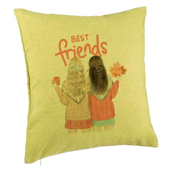 Perna Decorativa, Model Best Friends, 40x40 cm, Verde, Husa Detasabila, Burduf 5 Perna Decorativa