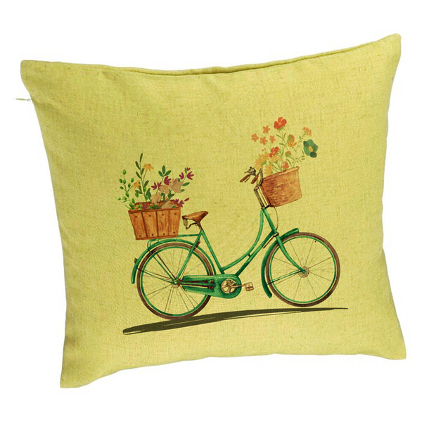 Perna Decorativa, Model Bicicleta Floarala, 40x40 cm, Verde, Husa Detasabila, Burduf 5 Perna Decorativa