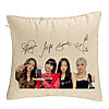 Perna Decorativa, Model Blackpink K-POP semnaturi, 40x40 cm, Bej, Husa Detasabila, Burduf 7 Perna Decorativa