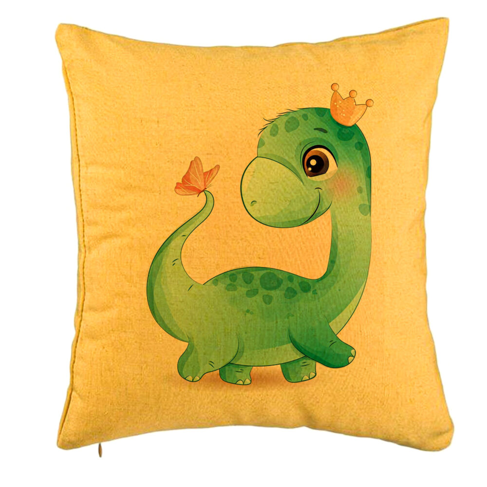 Perna Decorativa, Model Blue Baby Dinozaur, 40x40 cm, Galben, Husa Detasabila, Burduf 5 Perna Decorativa