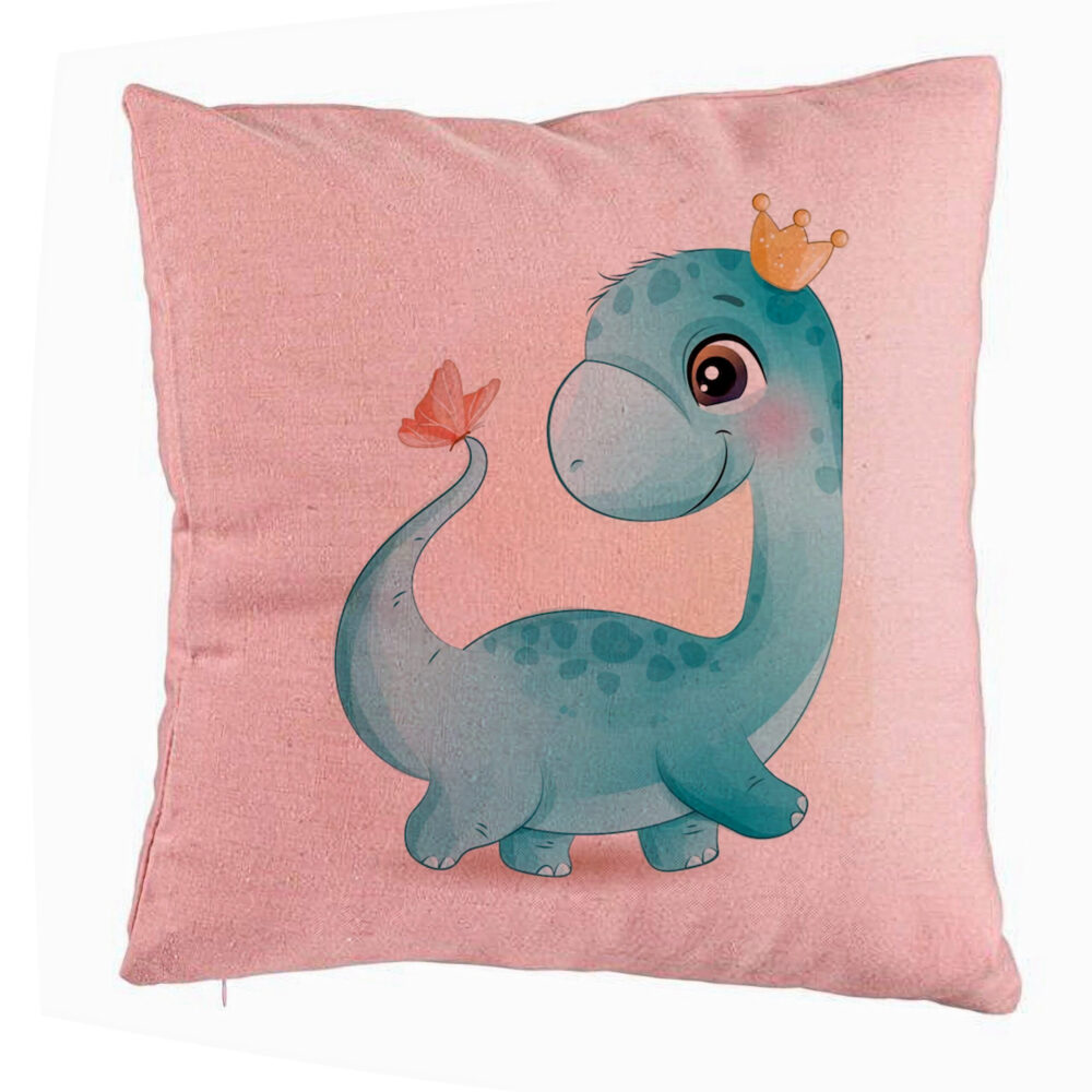 Perna Decorativa, Model Blue Baby Dinozaur, 40x40 cm, Roz, Husa Detasabila, Burduf 5 Perna Decorativa
