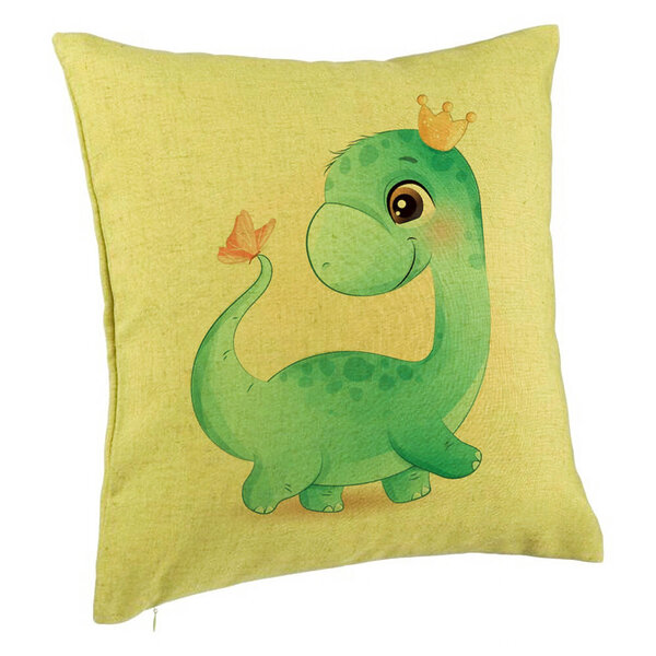 Perna Decorativa, Model Blue Baby Dinozaur, 40x40 cm, Verde, Husa Detasabila, Burduf 5 Perna Decorativa
