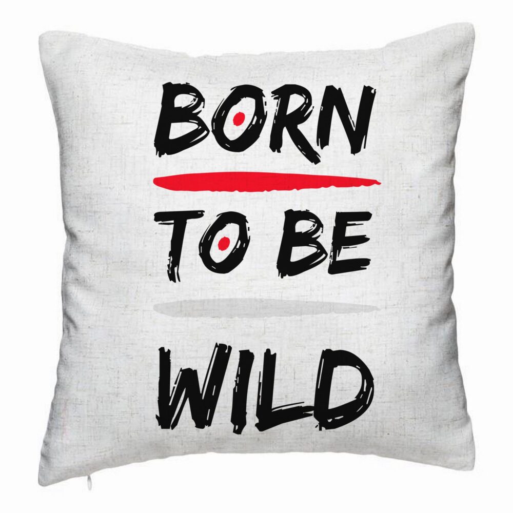 Perna Decorativa, Model Born to Be Wild, 40x40 cm, Alb Murdar, Husa Detasabila, Burduf 5 Perna Decorativa